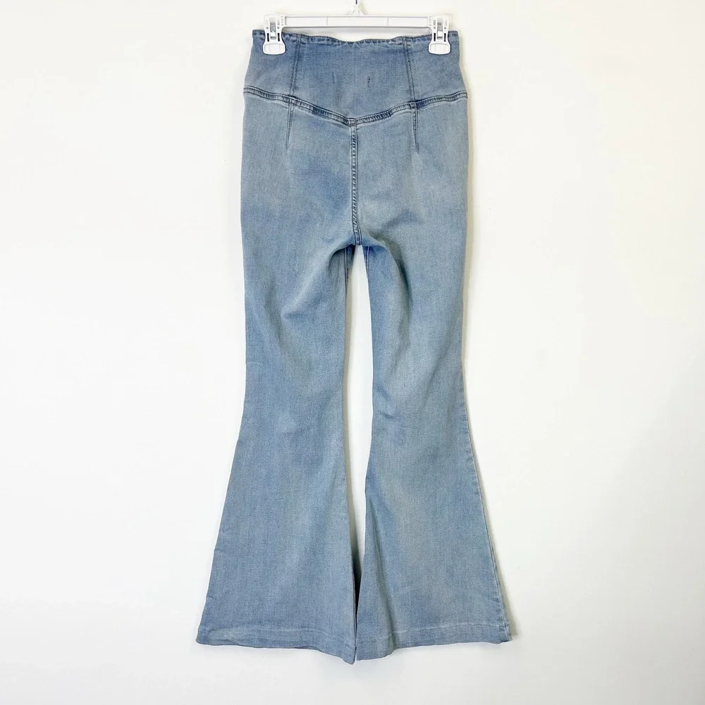 Free People‎ Venice Beach Pull On Flare Jeans Women's 27 High Rise Boho